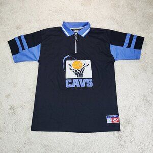 Vtg Rewind NBA Cleveland Cavaliers Polo Shirt Men 2XL Black Blue Retro Logo READ